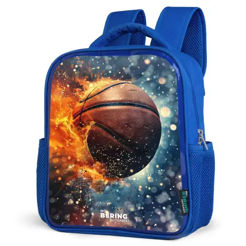 Bruisende basketbal Kinderrugzak - Blauw middel -schuin