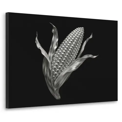 Maïskolf - Glanzend metaal - Elegant Textielframe zwart klein -3d
