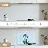 Tulpen - Blauw - Bladeren keuken achterwand spatscherm klein -voor_na_NL