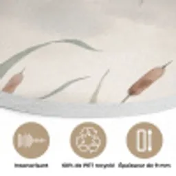Minimalistisch - Bamboe - Groen Akoestische PET Vilt - Rond klein -closeup_FR