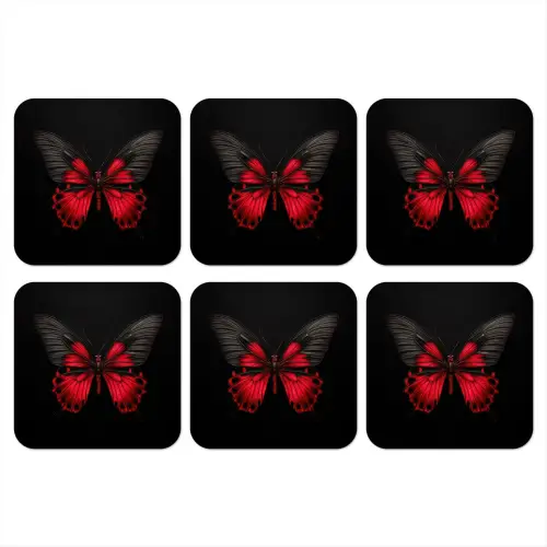 Vlinder - Rood - Contrast onderzetter kurk middel -3d