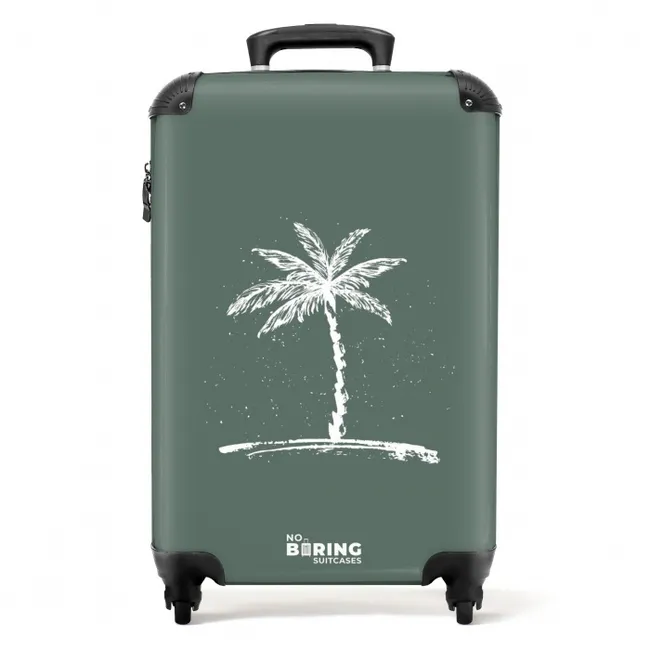Suitcase - Palm trees - Palm tree on sage green background