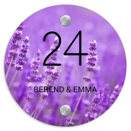 Lavendel - Klassiek Naambord Rond klein -3d
