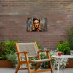 Portret - Vrouw - Bloemen Tuinposter op houten frame 2 cm dik klein -sfeer3