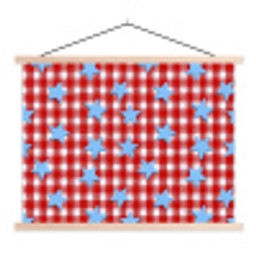 Ruit - Sterren - Rood textielposter latten blank klein 122 -3d