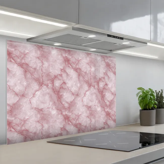 Kitchen splashback for hob - Pink - Quartz marble - Veins