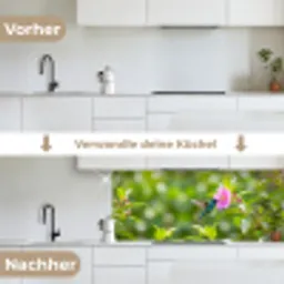 Kolibrie - Bloem - Natuur - Groen keuken achterwand 2 middel -voor-na_DE