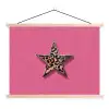 Ster - Luipaard - Print - Roze textielposter latten blank klein -3d