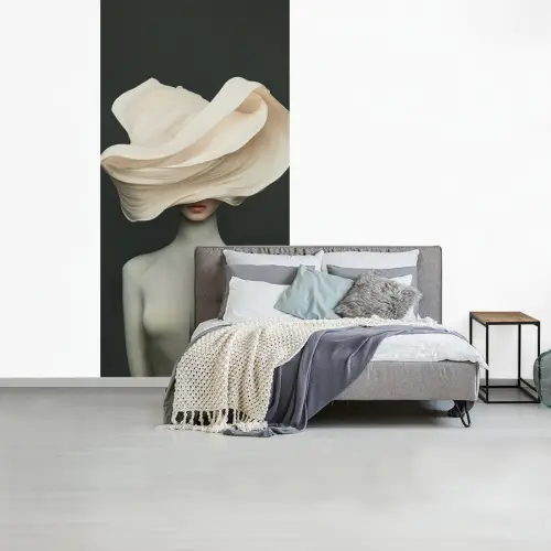 Vrouw - Beige - hoed fotobehang vinyl groot -slaapkamer