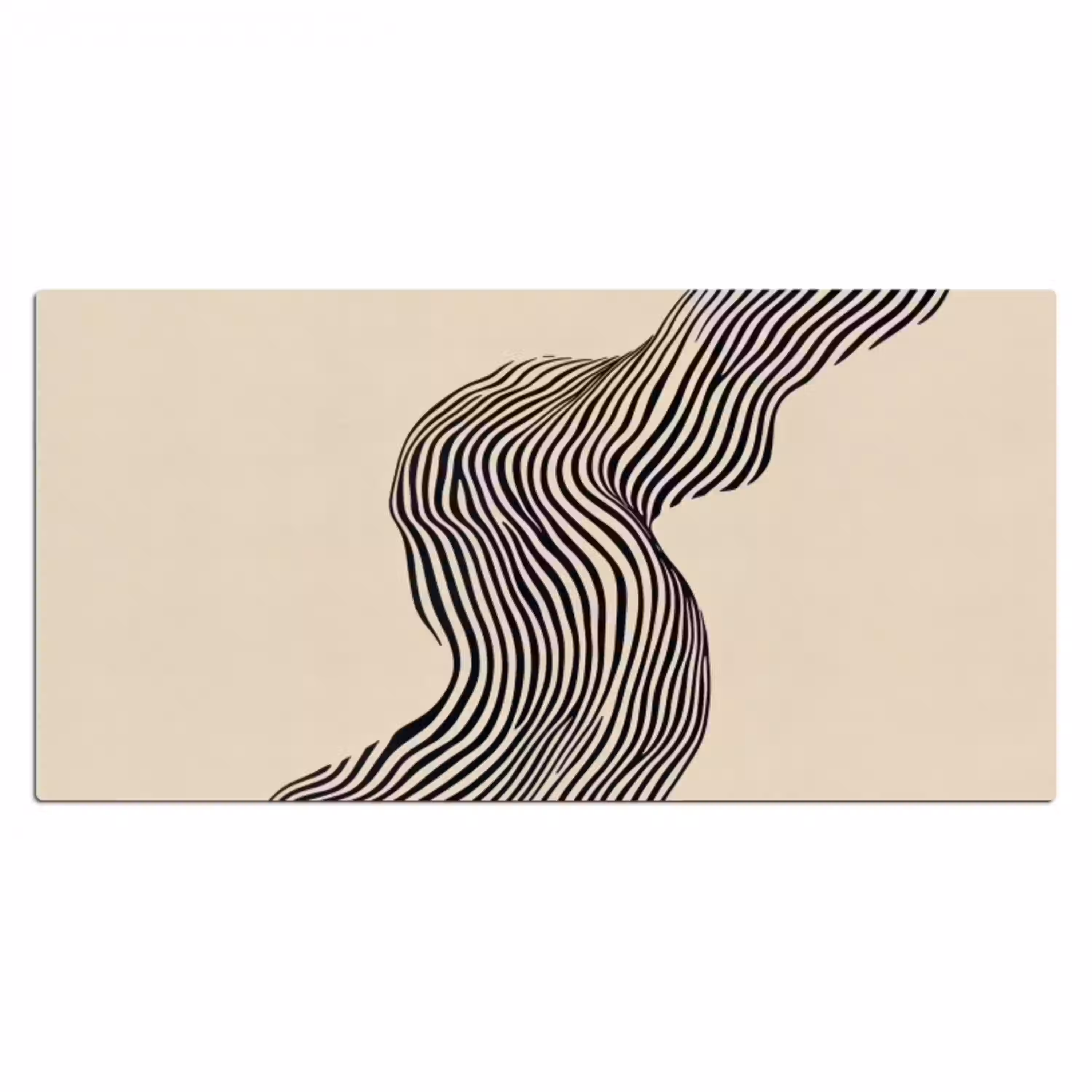 Golvend - Lijnen - Abstract - Silhouet Muismat XXL klein -3d_leeg