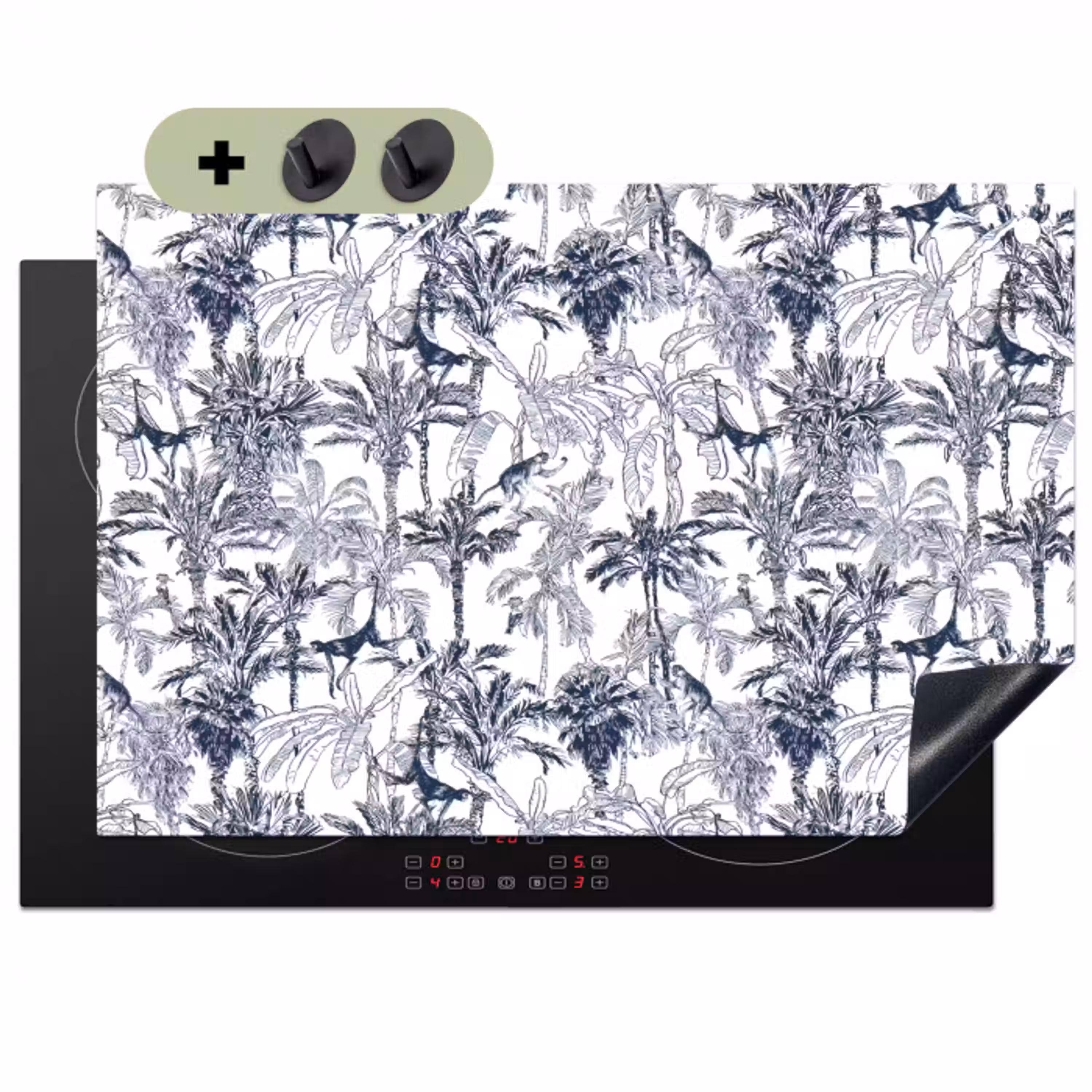 Aap - Jungle - Blauw Inductie beschemer met haakjes klein 777 -3d