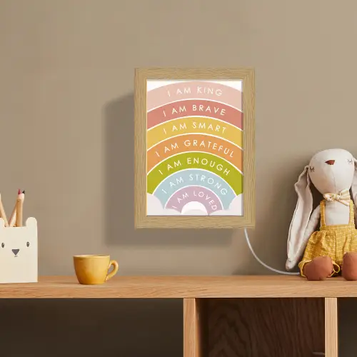 Regenboog - Kleuren - Quotes Light Box met kabel (Wandlamp kind) klein -sfeer2_kind