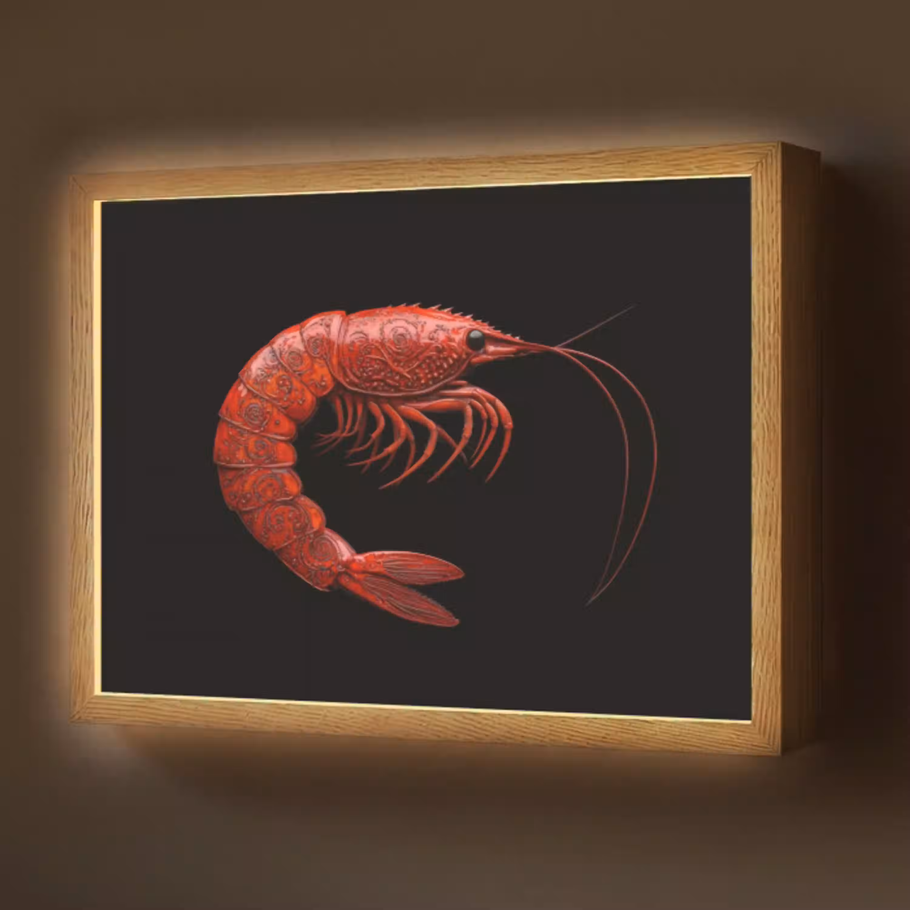 Garnaal - Rood - Dieren Light Box met batterij (Wandlamp) middel -z3d_website