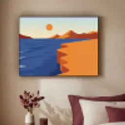 Landschap - Bergen - Zon - Zee Textielframe - compleet frame klein -sfeer1