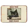 Vintage - Kat - Quotes - Wash your paws please - Spreuken Badmat klein -3d