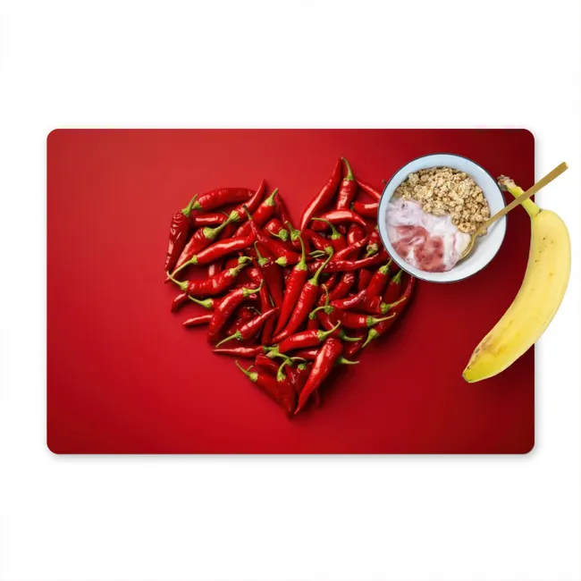 Pepers - Rood - Hart Placemat vinyl groot -zzzproduct_Kitchenyeah-website