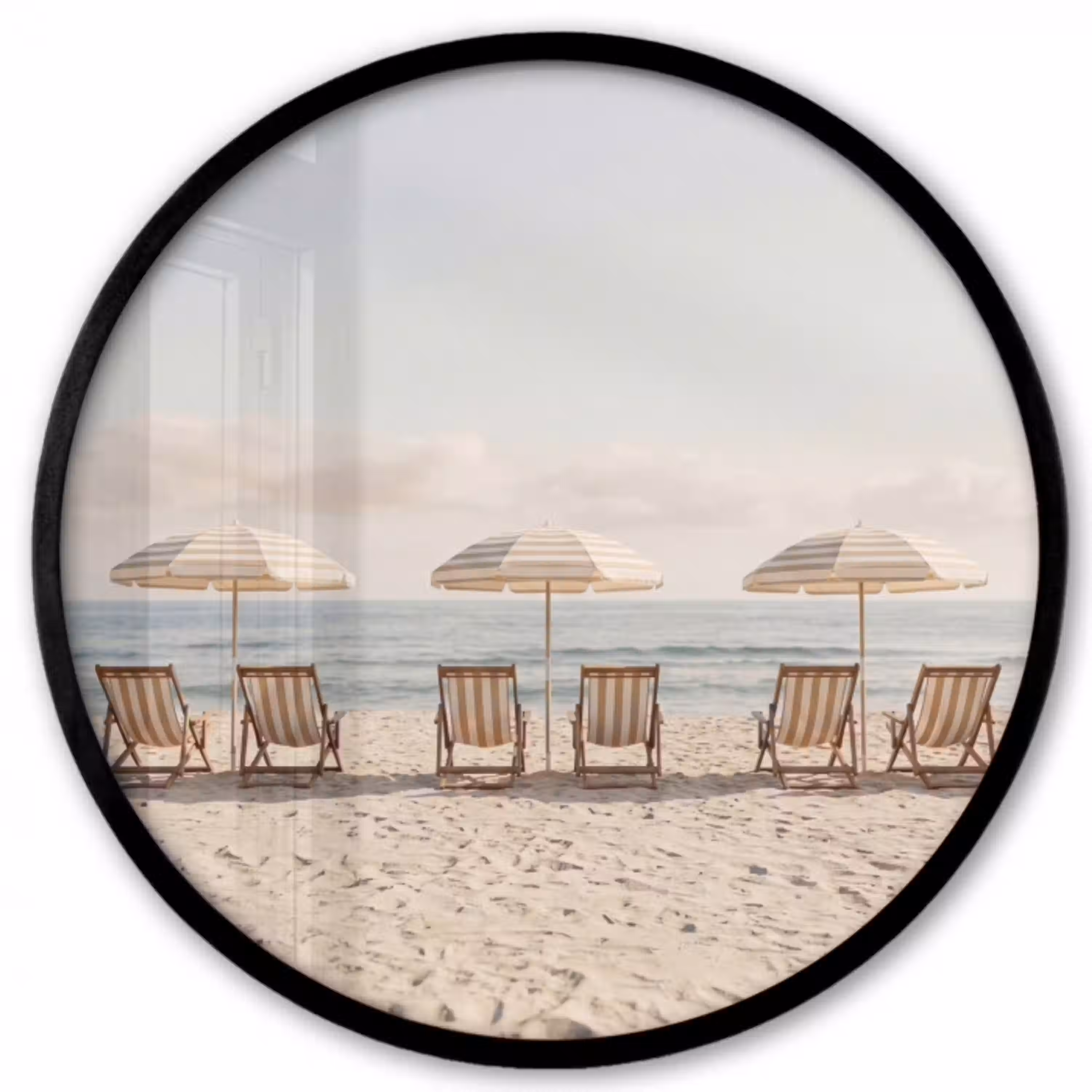 Strand - Stoelen - Parasol Fotolijst rond zonder passe partout klein -3d