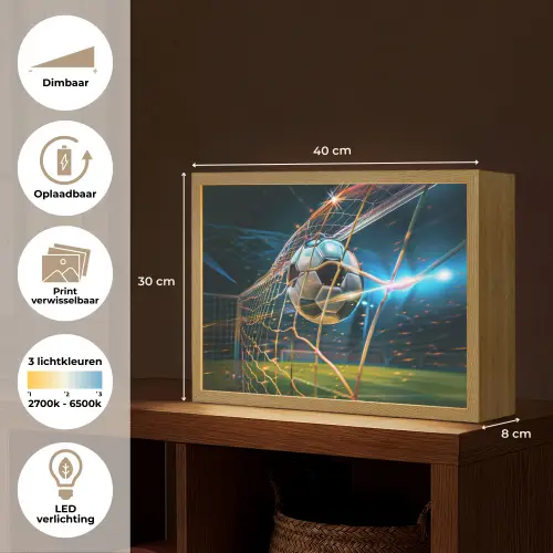 Voetbal - Goal - Sport - Jongens Light Box met batterij (Wandlamp kind) middel -USP_websiteoverzichtNL