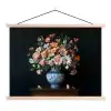 Hout - Vaas - Kleuren - Bloemen textielposter latten blank klein -3d