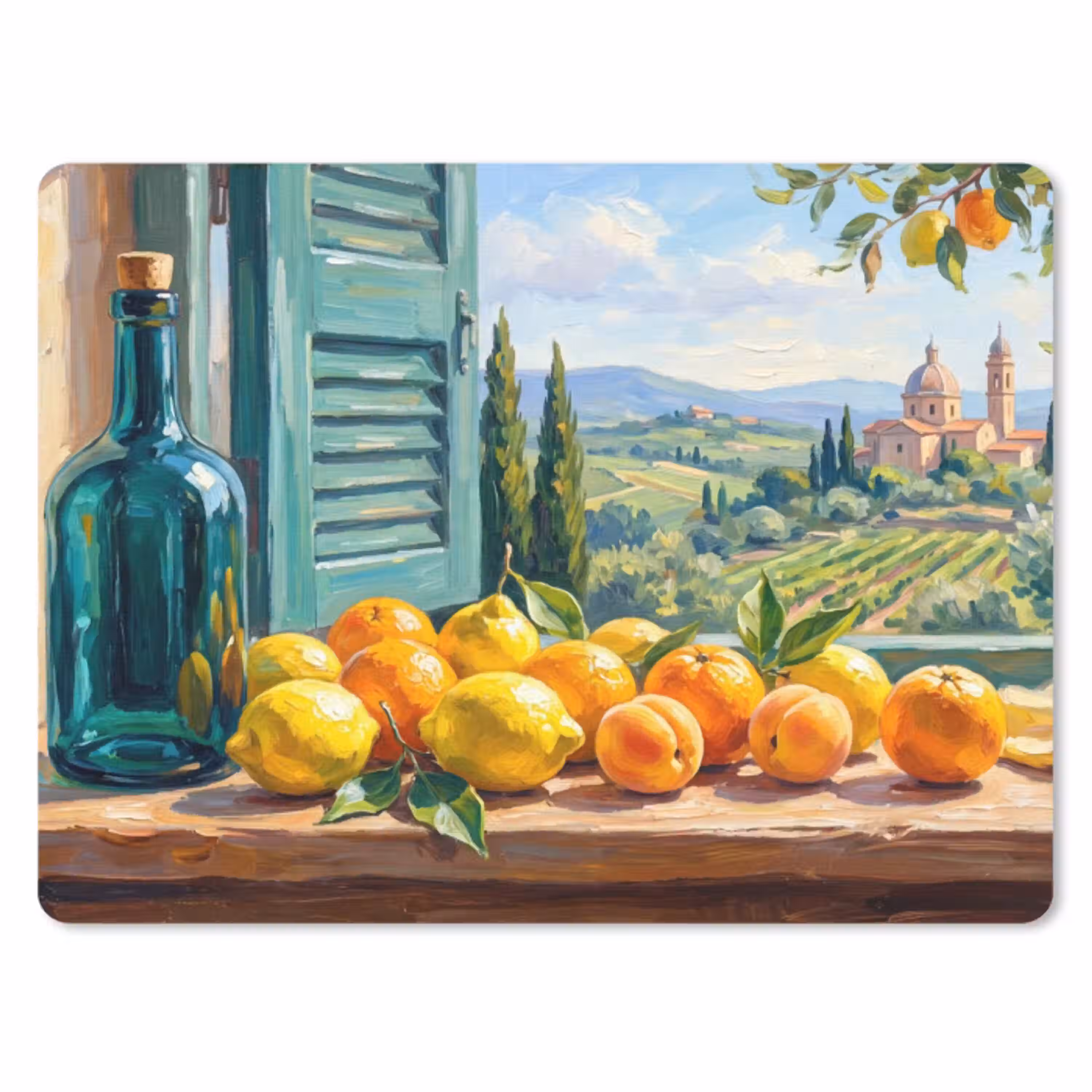 Fles - Fruit - Stilleven muismat rubber klein -3d
