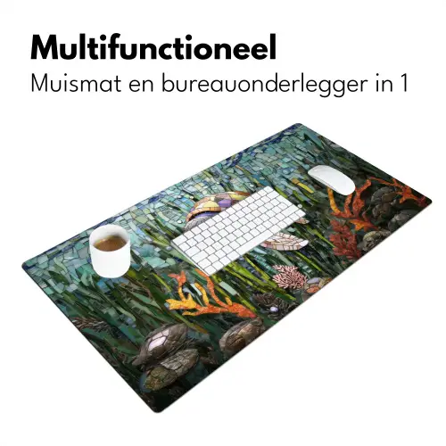 Schildpad - Zeewier - Mozaïek Muismat XXL klein -sfeer4