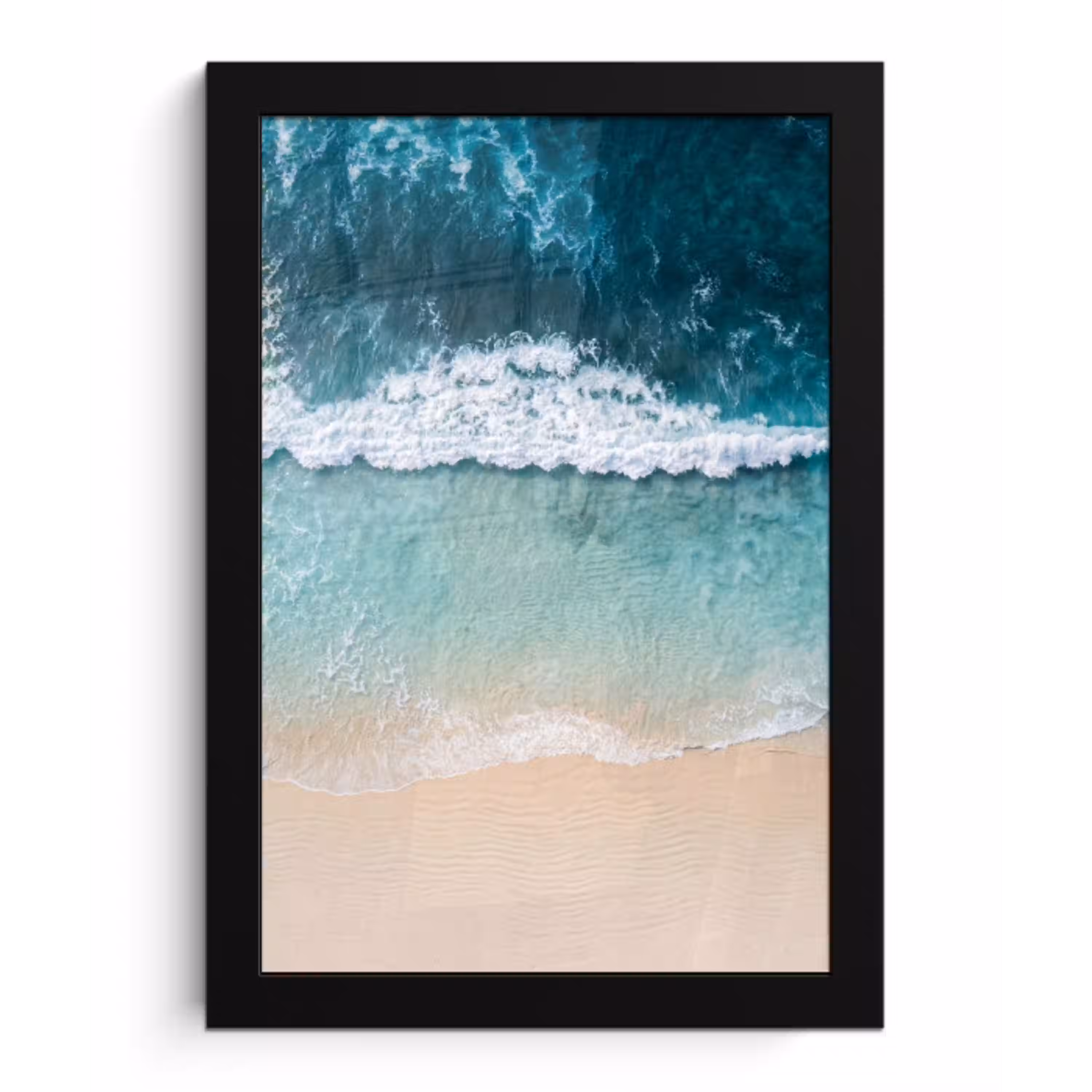 Strand - Zee - Golven - Natuur - Blauw fotolijst zwart zonder passe partout klein -3d