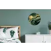 Marmer - Goud - Glitter - Groen - Marmerlook - Luxe Wandcirkel aluminium klein -slaapkamer
