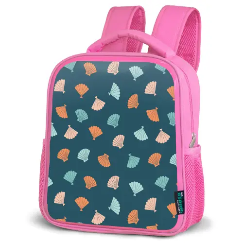 Zee - Dieren - Donkerblauw - Schelpen Kinderrugzak - Roze middel 863 -schuin