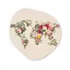 Wereldkaart - Bloemen - Roze Wandcirkel Organisch Aluminium middel -3d