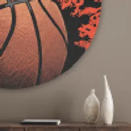 Basketbal - Verf - Sport - Oranje Akoestische PET Vilt - Rond klein -sfeer5_closeup