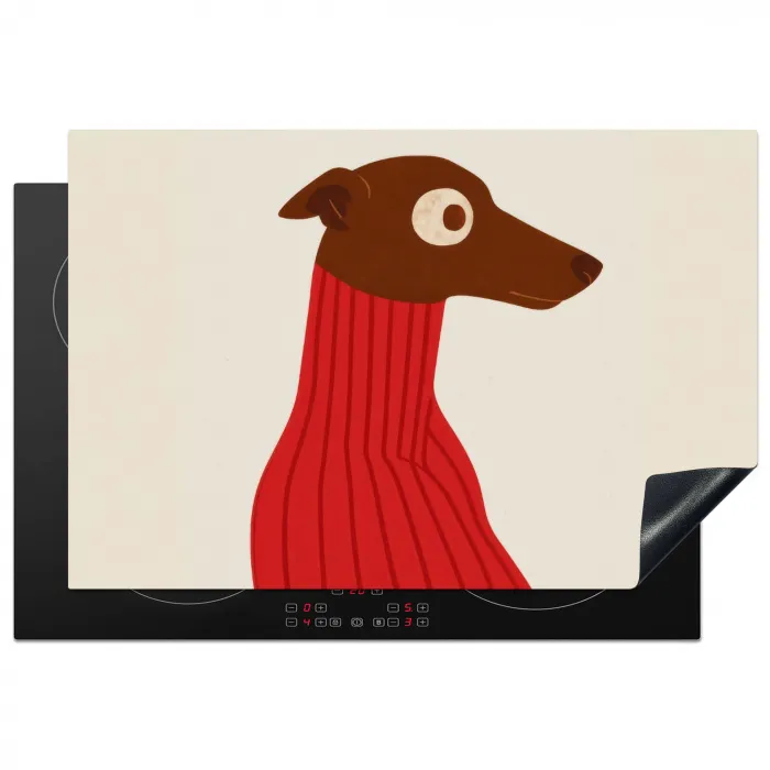 Silhouet - Hond - Trui - Rood Inductie beschermer vinyl 3mm klein -3d