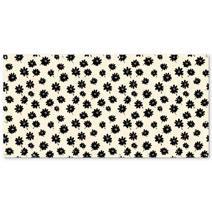 Madeliefjes - Grafisch - Zwart - Beige Balkonbeschermer Duitsland klein 596 -zz_3d