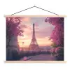 Eiffeltoren - Parijs - Roze textielposter latten blank klein -3d