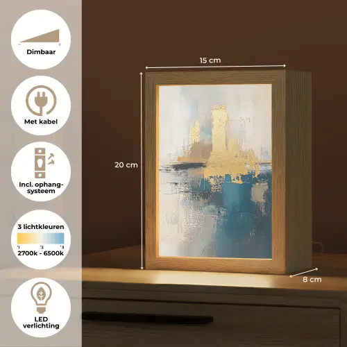 Abstract - Kunst - Goud Light Box met kabel (Tafellamp) klein -USP_NL