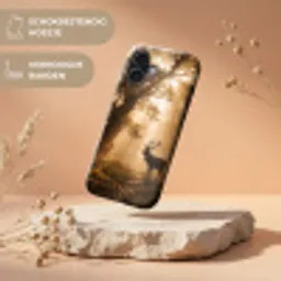 Hert - Bos - Mistig - Natuur - Goud Toughcase MagSafe Apple iPhone 17 klein -USP_RandenV_NL