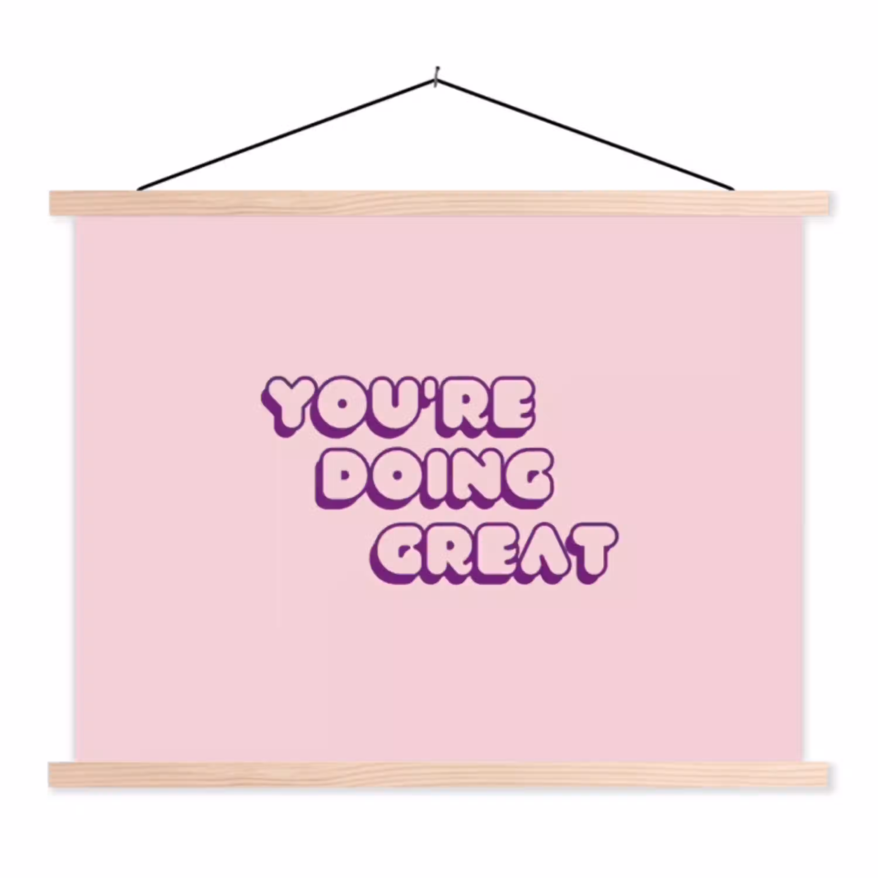 You're doing great - Roze - Bubble letters textielposter latten blank klein -3d