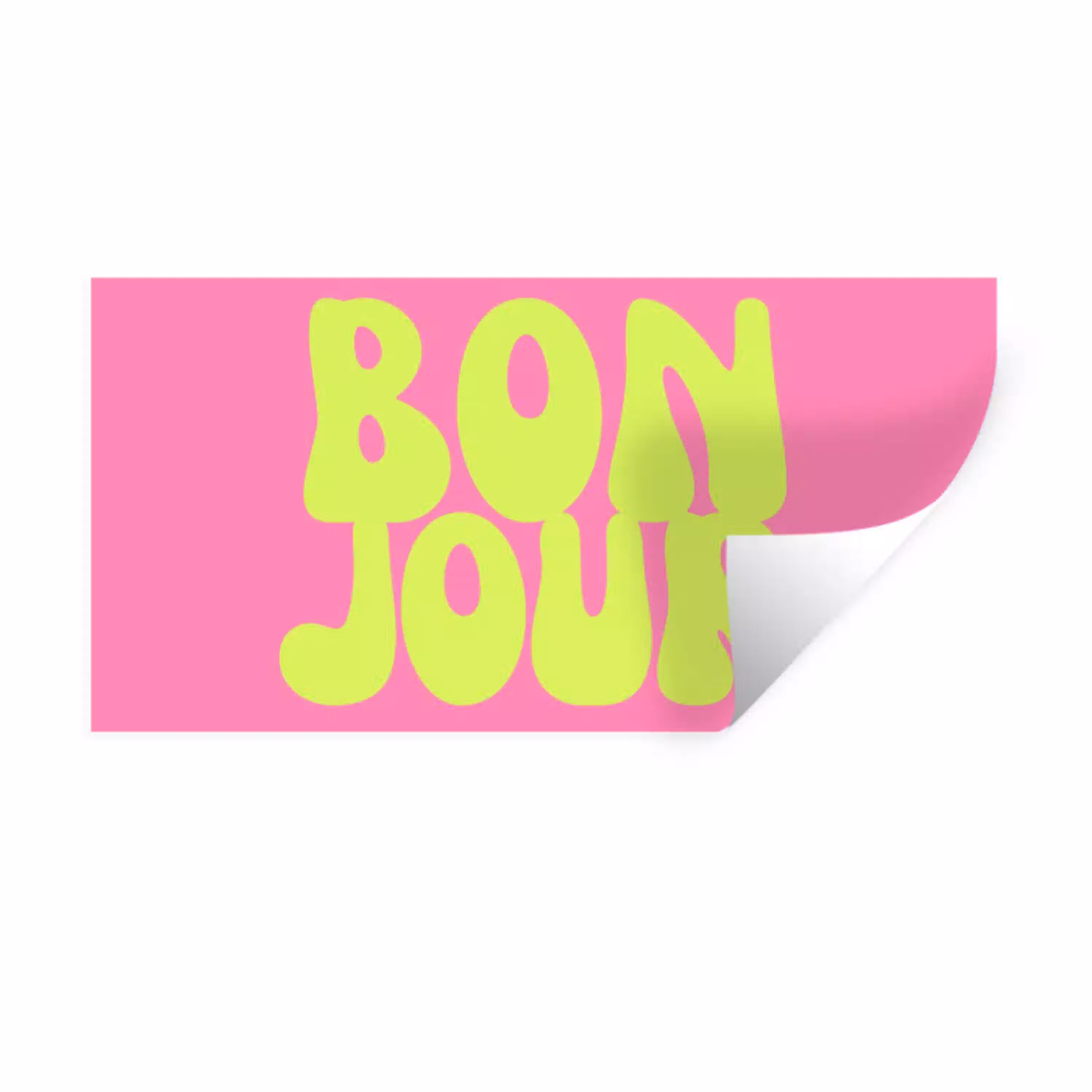Bonjour - Roze - Fel groen Muursticker klein -3d