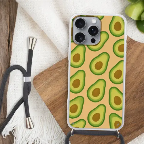 Avocado - Patroon - Groen - Pit Hoesje iPhone 16 Pro Max met koord klein -sfeer4