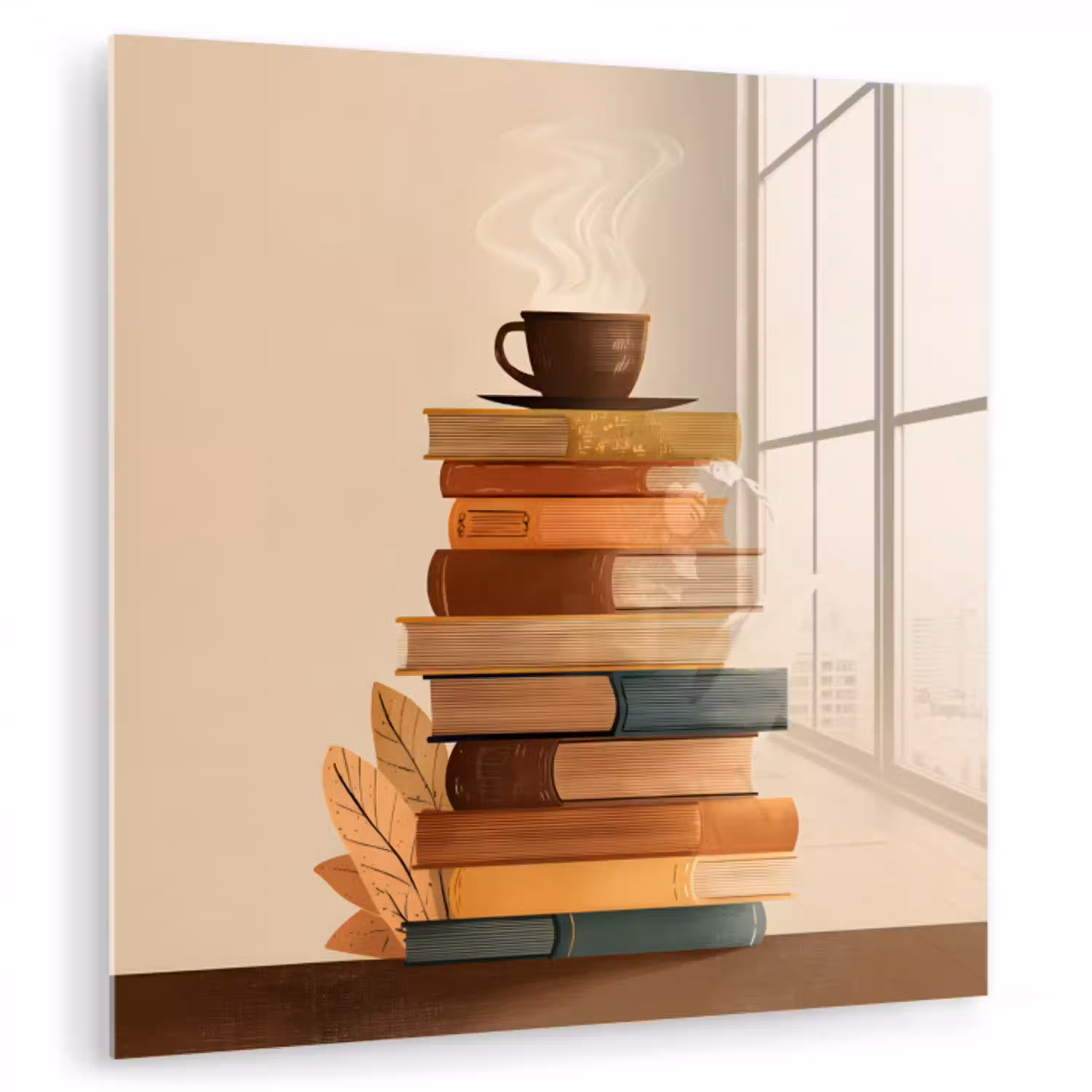 Boeken - Toren - Koffie - Beige plexiglas 5mm klein -zzzproduct_nieuw