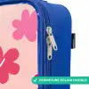 Roze bloemen Kinderkoffer - Blauw klein -rits_FR