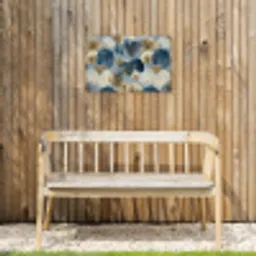 Bladeren - Abstract - Goud - Blauw Tuinposter op houten frame 2 cm dik klein -sfeer4