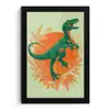 Dinosaurus - Groen - Planten - Cirkel fotolijst zwart zonder passe partout klein -3d