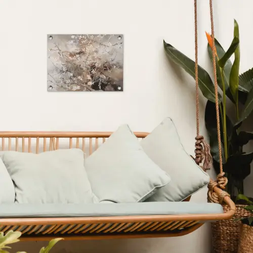 Amandelbloesem - Kunst - Van Gogh - Beige - Abstract tuinposter los doek klein -sfeer7
