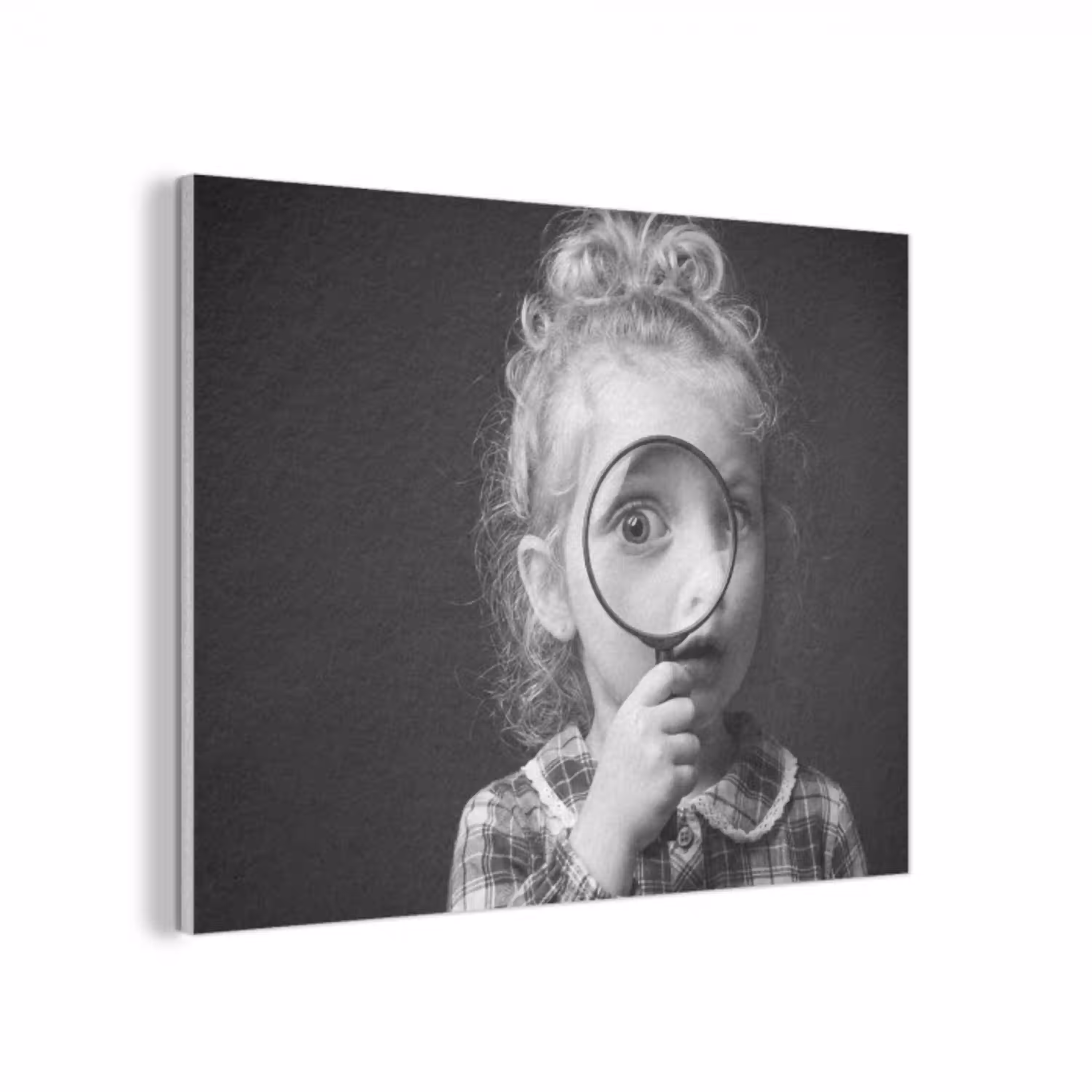 Kind - Vergrootglas - Portret - Zwart-wit PET vilt klein -3d