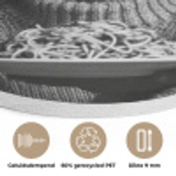 Vrouw - Pasta - Zwart - Wit Akoestische PET Vilt - Rond klein -closeup_NL