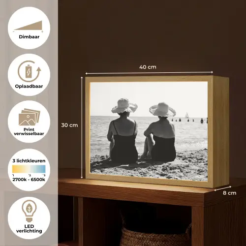 Vrouwen - Zonnehoed - Strand - Zwart - Wit Light Box met batterij (Wandlamp) middel -USP_websiteoverzichtNL
