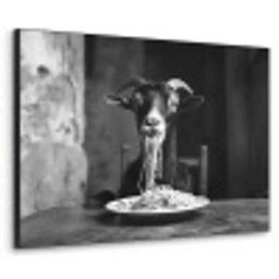 Geit - Bord - Spaghetti - Zwart Wit Textielframe zwart klein -3d