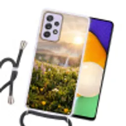 Vlinders - Waterval - Bloemenveld Hoesje Samsung Galaxy A52 5G met koord klein -sfeer1