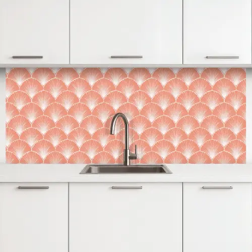 Waaier - Motief - Zalmroze keuken achterwand 2 middel 871 -3d