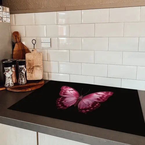 Vlinder - Fuchsia - Grafisch Inductie beschermer vinyl 3mm klein -sfeer3